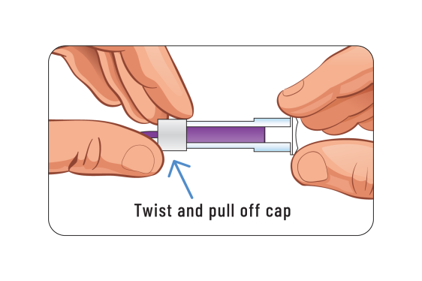 1. Wipe alcohol swab across your fingertip
2. Twist off the cap from the lancet